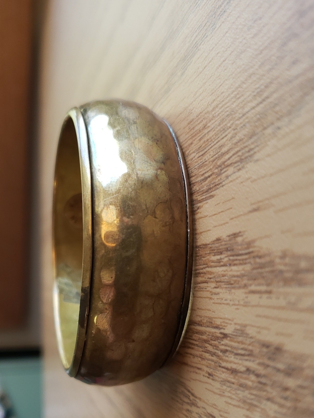Vintage Hammered Brass Bangle Bracelet Made in India Domed Boho​